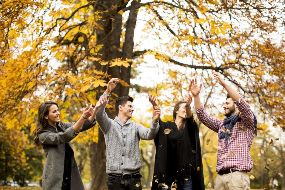 Friends Enjoying a Fall Day in the Park